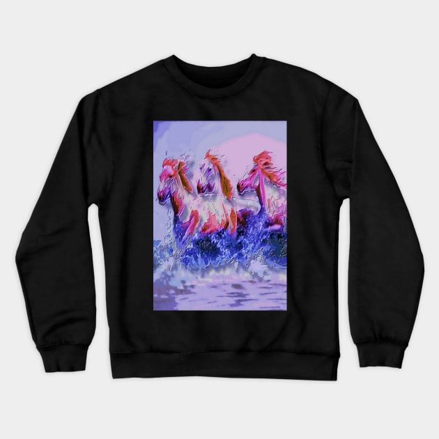 horses in the water Crewneck Sweatshirt by robelf